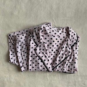 Kate Spade Pink & Black Dot Cropped Pajama Set